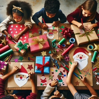 Weihnachtliche Geschenkverpackungen mit Kindern gestalten